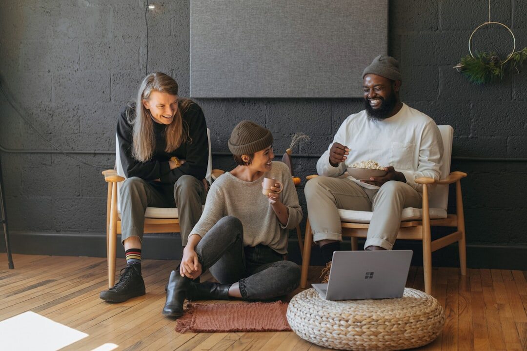 group of friends discussing trends